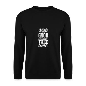 Gut Ding will Weile haben - - Unisex Pullover - Schwarz - Vorne - Alina (178cm) & Michal (187cm)