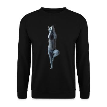 Russisch Blau Katze - Unisex Pullover - Schwarz - Vorne - Alina (178cm) & Michal (187cm)