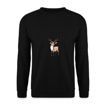Hirsch Cool Tier - Unisex Pullover - Schwarz - Vorne - Alina (178cm) & Michal (187cm)