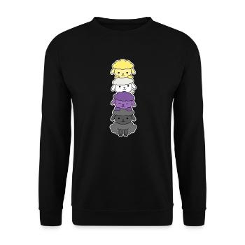 Nichtbinäres Flaggenschaf-Design für stolze Enbys - Unisex Pullover - Schwarz - Vorne - Alina (178cm) & Michal (187cm)