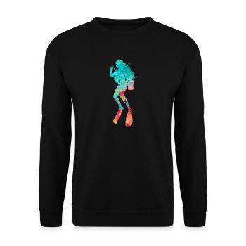Tiefseetaucher und Taucher PopArt - Unisex Pullover - Schwarz - Vorne - Alina (178cm) & Michal (187cm)