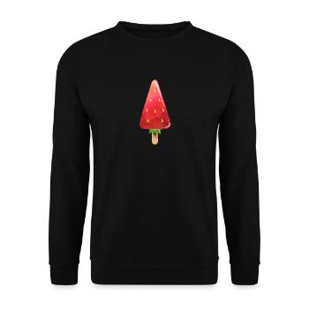 Erdbeere Wassereis am Stiel - Unisex Pullover - Schwarz - Vorne - Alina (178cm) & Michal (187cm)