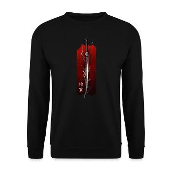 Shoguns Klinge: Die Eleganz des Katanas - Unisex Pullover - Schwarz - Vorne - Alina (178cm) & Michal (187cm)