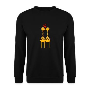 2 giraffes (ddp) - Unisex Pullover - Schwarz - Vorne - Alina (178cm) & Michal (187cm)