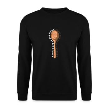 Wooden Spoon Survivor Meme Adulting Funny Italian - Unisex Pullover - Schwarz - Vorne - Alina (178cm) & Michal (187cm)