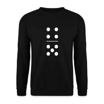 Dominostein Domino Kostüm Geschenk - Unisex Pullover - Schwarz - Vorne - Alina (178cm) & Michal (187cm)