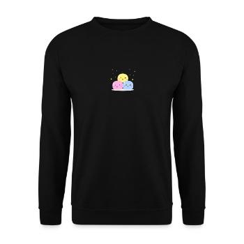 Bunte und süße Mashmellos auf Kleidung - Unisex Pullover - Schwarz - Vorne - Alina (178cm) & Michal (187cm)