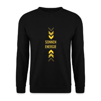gelbe Sonnenenergie mit Pfeilen - Unisex Pullover - Schwarz - Vorne - Alina (178cm) & Michal (187cm)
