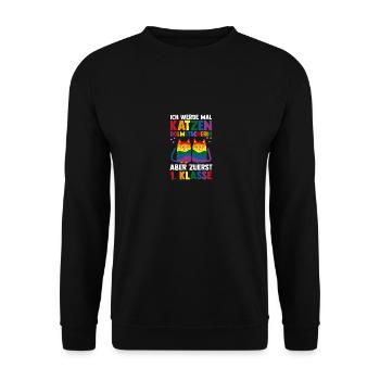 Cats First Grade School Enrollment School Child - Unisex Sweatshirt - black - Front - Alina (178cm) & Michal (187cm)