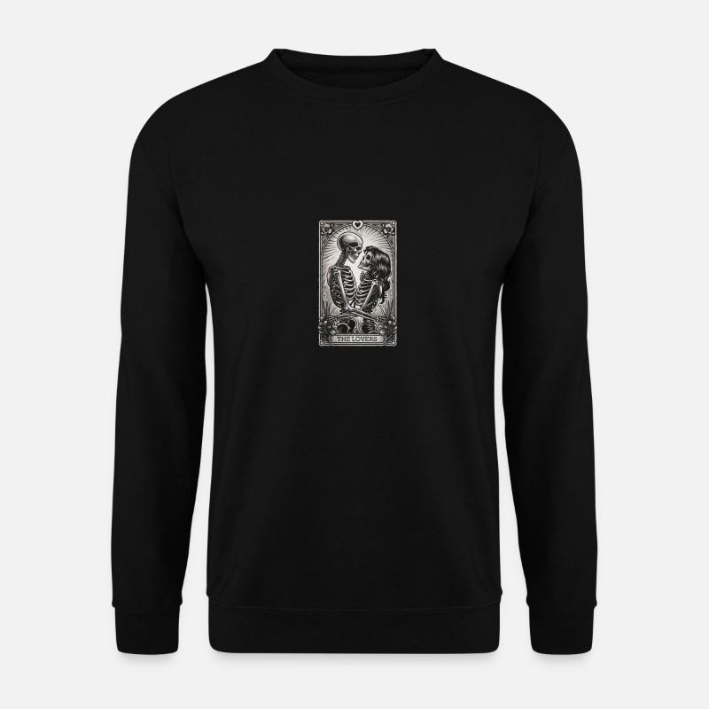 Die Liebenden Skelett Gothic Tarot Kunst - Unisex Pullover - Schwarz