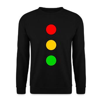 Ampel Rot Gelb Grün Punkte Kostüm - Unisex Pullover - Schwarz - Vorne - Alina (178cm) & Michal (187cm)