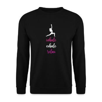 Yoga - Inspirez. Exhaler. Se détendre. - Sweat-shirt Unisexe - noir - Devant - Alina (178cm) & Michal (187cm)