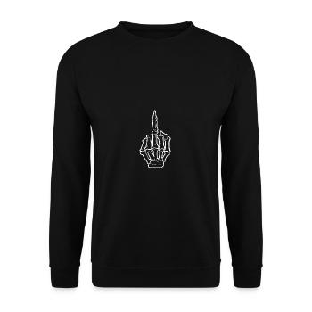 Mittelfinger Skeleton-Fan. Geschenk - Unisex Pullover - Schwarz - Vorne - Alina (178cm) & Michal (187cm)