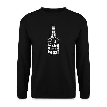 Geschenk T-Shirt Whiskey Frau älter besser - Unisex Pullover - Schwarz - Vorne - Alina (178cm) & Michal (187cm)