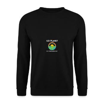 Go Planet It's Your Earth Day Rainbow - Unisex Pullover - Schwarz - Vorne - Alina (178cm) & Michal (187cm)