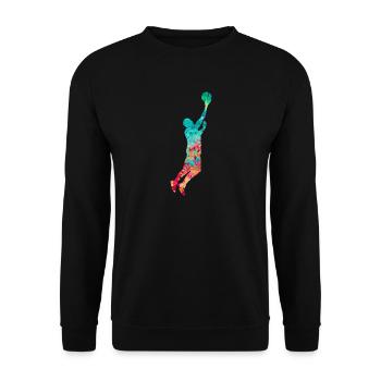 Basketball Player - PopArt - Unisex Pullover - Schwarz - Vorne - Alina (178cm) & Michal (187cm)