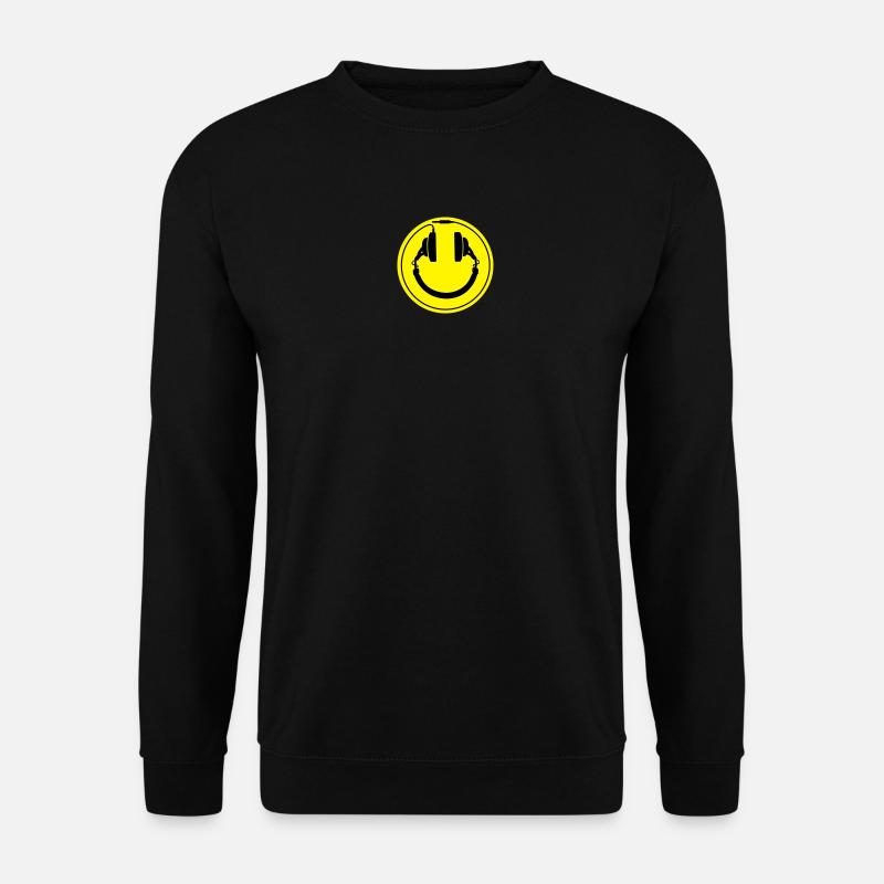 Headphones smiley wire plug - Unisex Pullover - Schwarz
