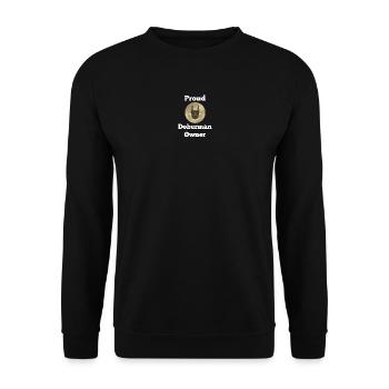 Dobermannspruch, Proud Doberman Owner - Unisex Pullover - Schwarz - Vorne - Alina (178cm) & Michal (187cm)