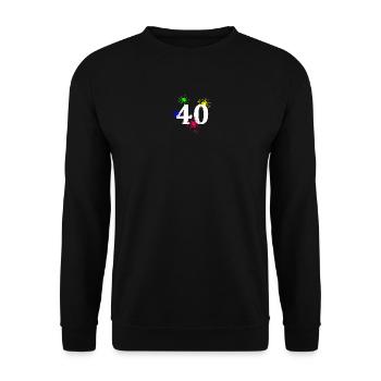 jubiläum, 40 feuerwerk sternenmuster - Unisex Pullover - Schwarz - Vorne - Alina (178cm) & Michal (187cm)