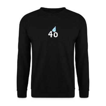 40 gratulieren, Geburstagshütchen - Unisex Pullover - Schwarz - Vorne - Alina (178cm) & Michal (187cm)