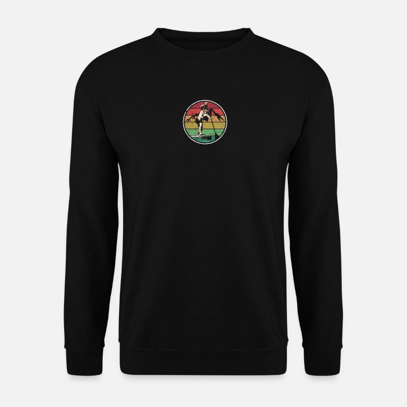 Retro Sunset Wakeboarder Circle - Unisex Sweatshirt - black