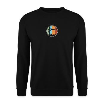 Urbane Mountainbike-Silhouette - Unisex Pullover - Schwarz - Vorne - Alina (178cm) & Michal (187cm)