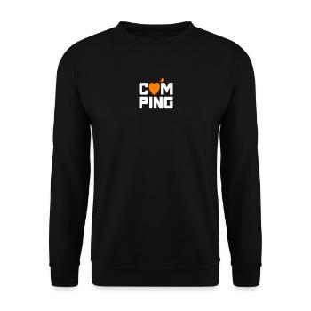 Camping Spatz Herz Camper coole Quotes Fan Urlaub - Unisex Pullover - Schwarz - Vorne - Alina (178cm) & Michal (187cm)