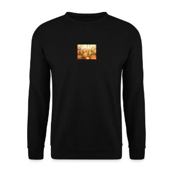 Abstrakte Baumstämme im Farbenspiel - Unisex Pullover - Schwarz - Vorne - Alina (178cm) & Michal (187cm)