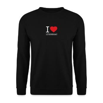 I LOVE LÜBBENAU - Unisex Sweatshirt - black - Front - Alina (178cm) & Michal (187cm)