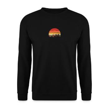 Retro Sunset City Skyline - Unisex Pullover - Schwarz - Vorne - Alina (178cm) & Michal (187cm)