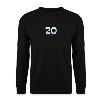 Jubiläum, 20 pastell Verlauf - Unisex Pullover - Schwarz - Vorne - Alina (178cm) & Michal (187cm)