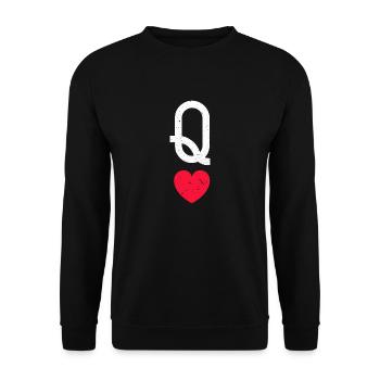 Joueur de cartes Reine de cœur - Sweat-shirt Unisexe - noir - Devant - Alina (178cm) & Michal (187cm)