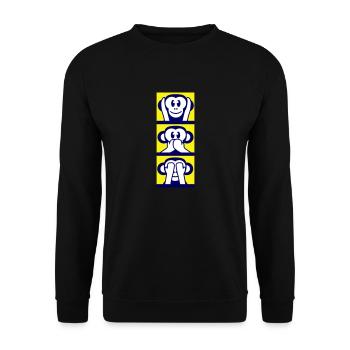 3 Weise Affen Nichts Hören Sagen Sehen Äffchen Fun - Unisex Pullover - Schwarz - Vorne - Alina (178cm) & Michal (187cm)