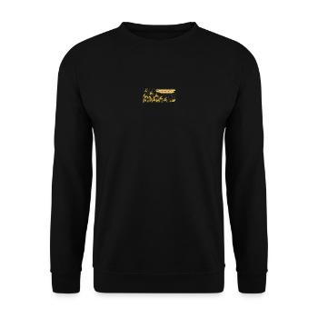 Goldfarben Rentiere Schlitten Frohe Weihnachten - Unisex Pullover - Schwarz - Vorne - Alina (178cm) & Michal (187cm)
