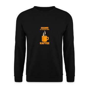 Kaffee für Aramis Cafe Kaffetasse - Unisex Pullover - Schwarz - Vorne - Alina (178cm) & Michal (187cm)