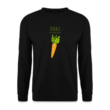 Rüebli git schöni Büebli - Schweizer Mundart - Unisex Pullover - Schwarz - Vorne - Alina (178cm) & Michal (187cm)