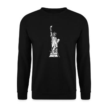 Liberty Silhouette: Fackel & Tablet - Unisex Pullover - Schwarz - Vorne - Alina (178cm) & Michal (187cm)