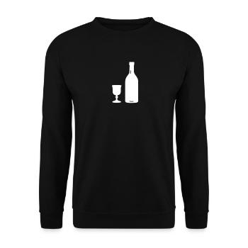 Wein Geschenkidee Weinglas Weinflasche - Unisex Pullover - Schwarz - Vorne - Alina (178cm) & Michal (187cm)