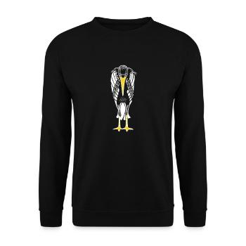 Marabu / Marabou Stork (E, DDP) - Unisex Pullover - Schwarz - Vorne - Alina (178cm) & Michal (187cm)