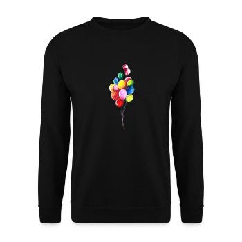 Luftballons Geburtstag bunt gezeichnet - Unisex Pullover - Schwarz - Vorne - Alina (178cm) & Michal (187cm)