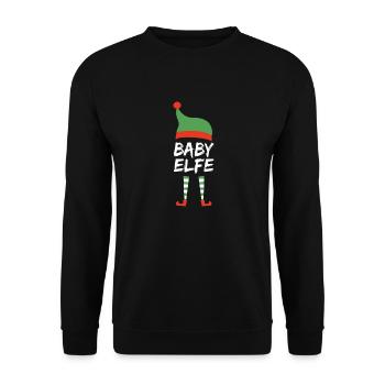 Weihnachten Baby Elfe Geschenk Kind Kinder - Unisex Pullover - Schwarz - Vorne - Alina (178cm) & Michal (187cm)