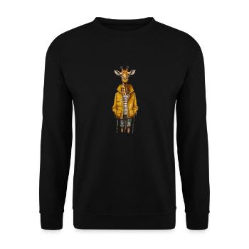 Whimsical Giraffe Holiday Tee - Unisex Sweatshirt - black - Front - Alina (178cm) & Michal (187cm)
