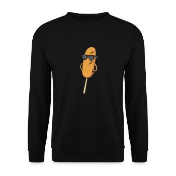 Corn Dog Corndog - Unisex Sweatshirt - black - Front - Alina (178cm) & Michal (187cm)