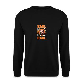 Löwe Emil - Unisex Pullover - Schwarz - Vorne - Alina (178cm) & Michal (187cm)