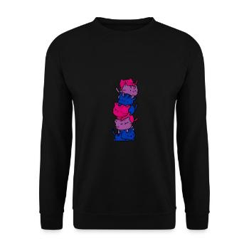 Bisexual Pride Katzen - Unisex Pullover - Schwarz - Vorne - Alina (178cm) & Michal (187cm)