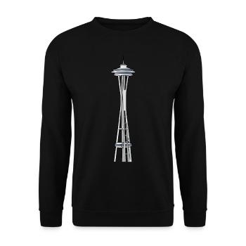 "Space Needle" in Seattle - Unisex Pullover - Schwarz - Vorne - Alina (178cm) & Michal (187cm)