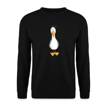 Möwe Urlaub Meer Mit Herz - Unisex Pullover - Schwarz - Vorne - Alina (178cm) & Michal (187cm)