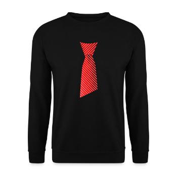 Krawatte abschneiden Karneval Schlips Büro Brauch - Unisex Pullover - Schwarz - Vorne - Alina (178cm) & Michal (187cm)