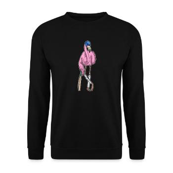 Flamingo Cricket Cricket Bat - Unisex Sweatshirt - black - Front - Alina (178cm) & Michal (187cm)