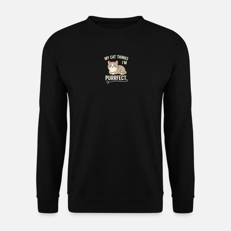 Purrfekte Katze denkt, ich bin purrfekt - Unisex Pullover - Schwarz